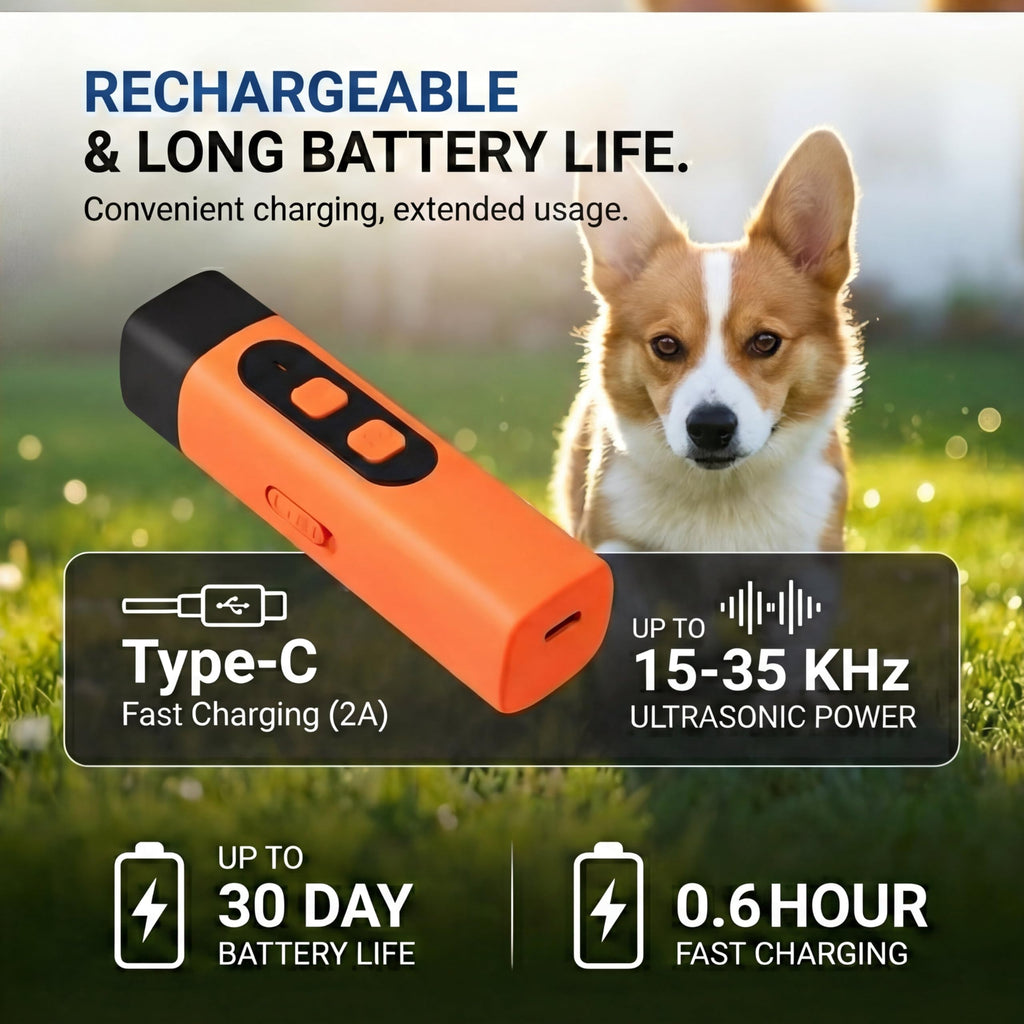 Dog Training Device - Ultrasonic Sound Trainer For Dogs, Handheld No Shock No Spray Bark Control Tool - No Collar Needed Pet Behavior Aid For Training And Focus