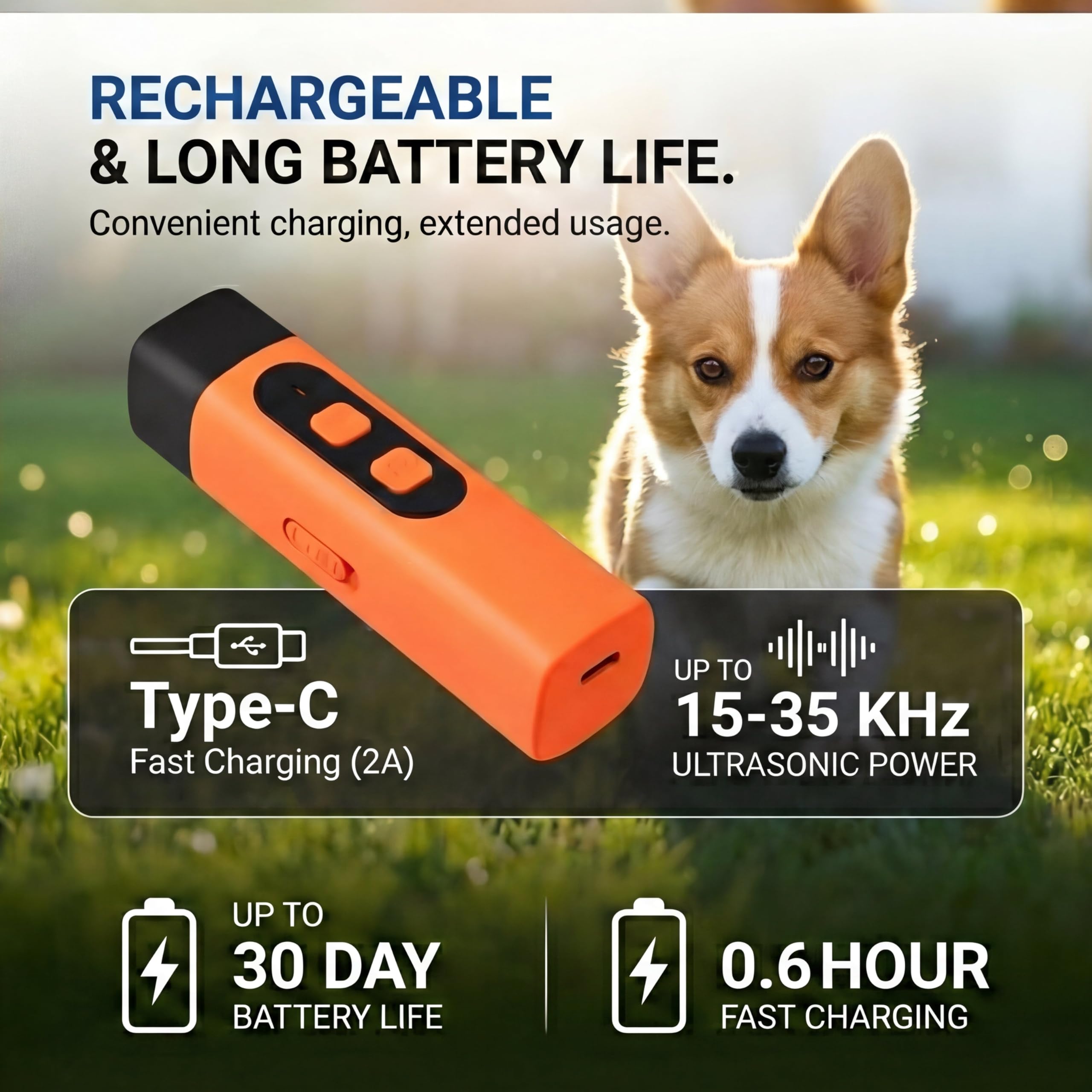 Dog Training Device - Ultrasonic Sound Trainer For Dogs, Handheld No Shock No Spray Bark Control Tool - No Collar Needed Pet Behavior Aid For Training And Focus