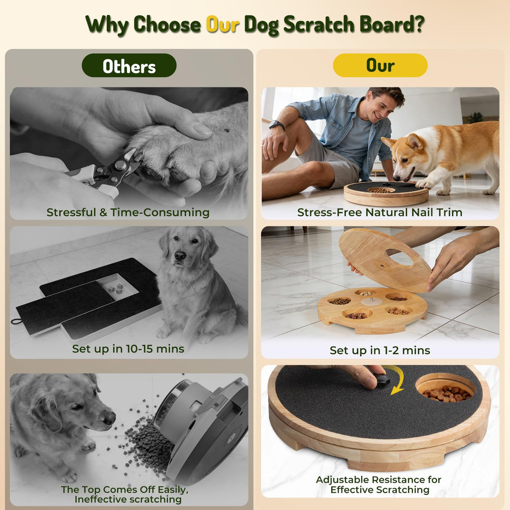 Dog Nail Scratch Board With Treat Box For Claw Care Interactive Nail File Toy For Stress-Free Grooming, Wooden, Adjustable Tension, Suitable For Dogs Of Multiple Sizes, Black