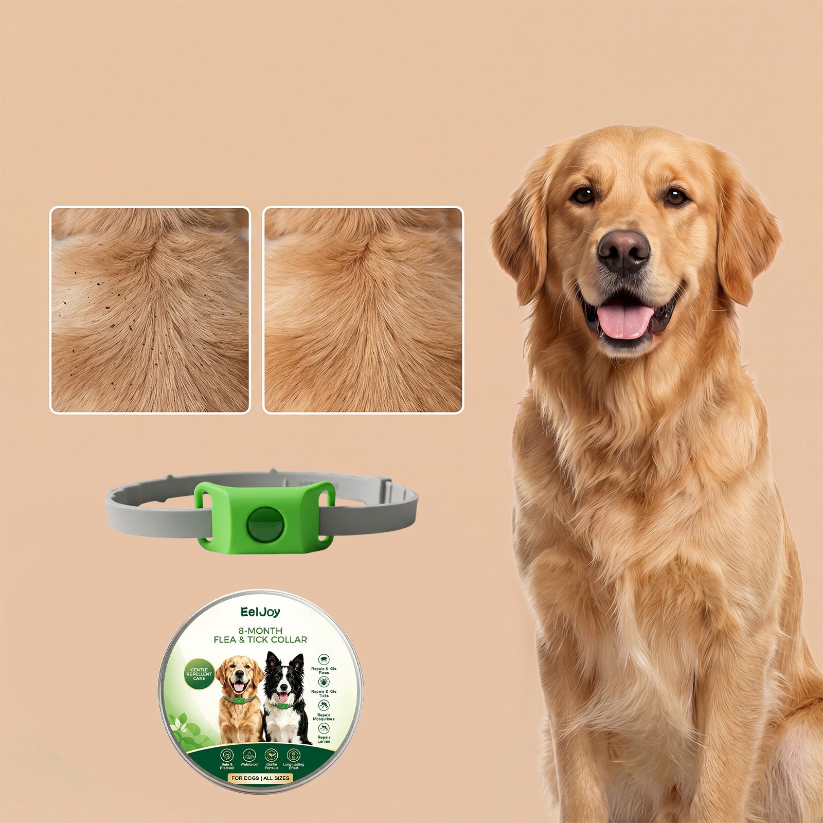 Eeljoy Flea And Tick Collar For Dogs, Waterproof And Effective In Repelling Fleas And Ticks, External Protection For Dogs