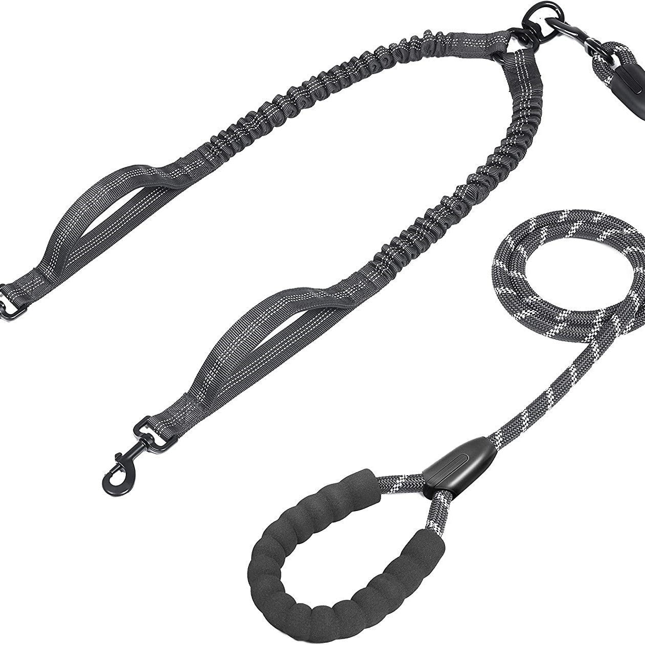 Pet Double Leash, One For Two, Double-Headed Dog Leash, 2 Dog Leashes, Telescopic Elastic Luminous Anti-Tangle Dog Leash