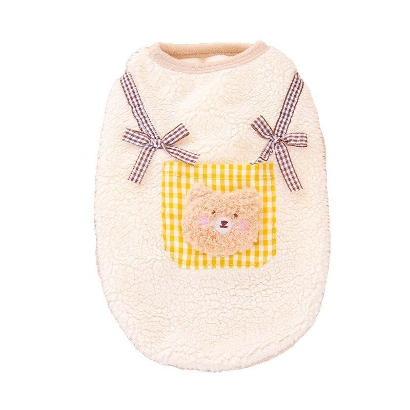Cute Autumn Winter Dog Hoodie With A Little Bear Pocket