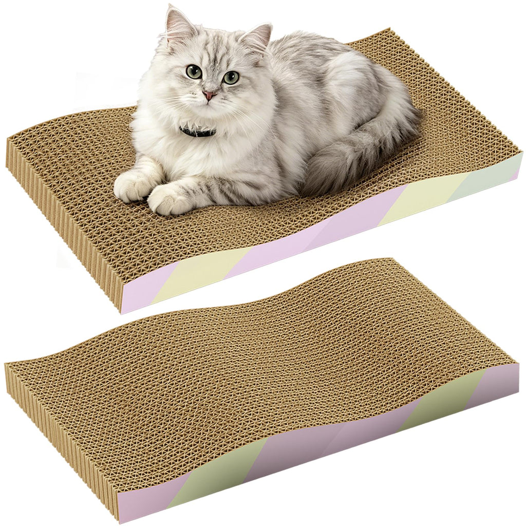Cat Scratching Board 2-Pack, Reversible Cat Scratcher Pad, Large Odor-free,Double-sided Use,Wave Shape,Sturdy,Extra Large,2 Count,cat Toys