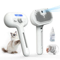 Pet Steam Brush For Cats & Dogs, Cool Mist Self-Cleaning Comb, White Cool Mist Pet Brush With Self-cleaning Hair Release, Stainless Steel Bristles And Grooming Essence For Cats And Dogs