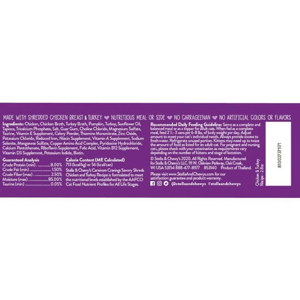 Stella & Chewy's Carnivore Cravings Shredded Chicken & Turkey Cat Cans (2.8oz)
