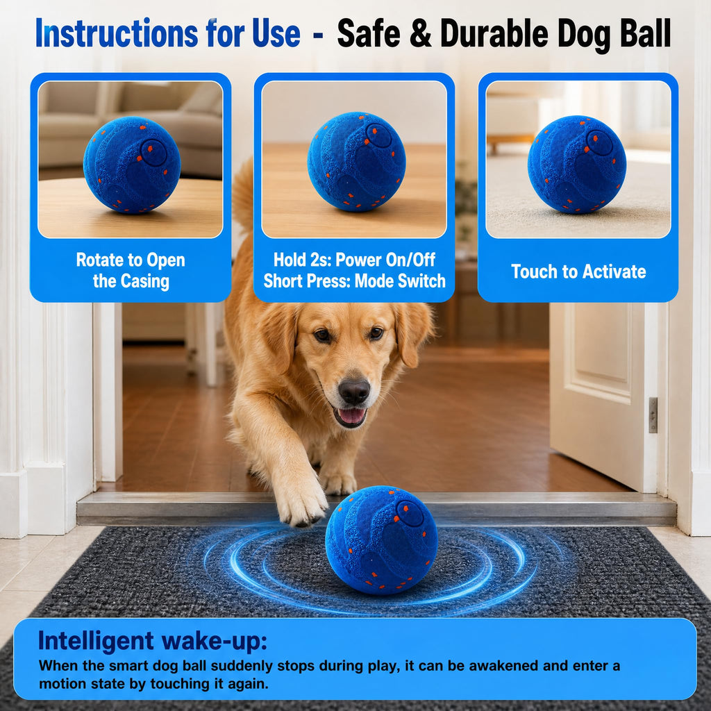 Interactive Dog Toy Ball,Automatic Interactive Dog Ball- Self Moving Toy For Small Medium  Motion Activated, Durable ChewProof ETPU Material, USB Rechargeable, Relieves Boredom