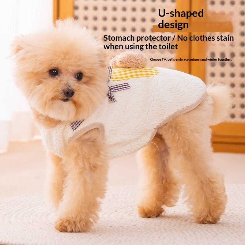 Cute Autumn Winter Dog Hoodie With A Little Bear Pocket