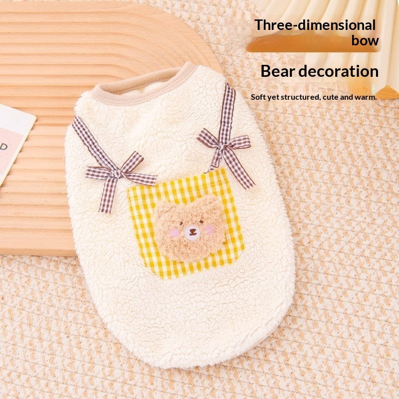 Cute Autumn Winter Dog Hoodie With A Little Bear Pocket