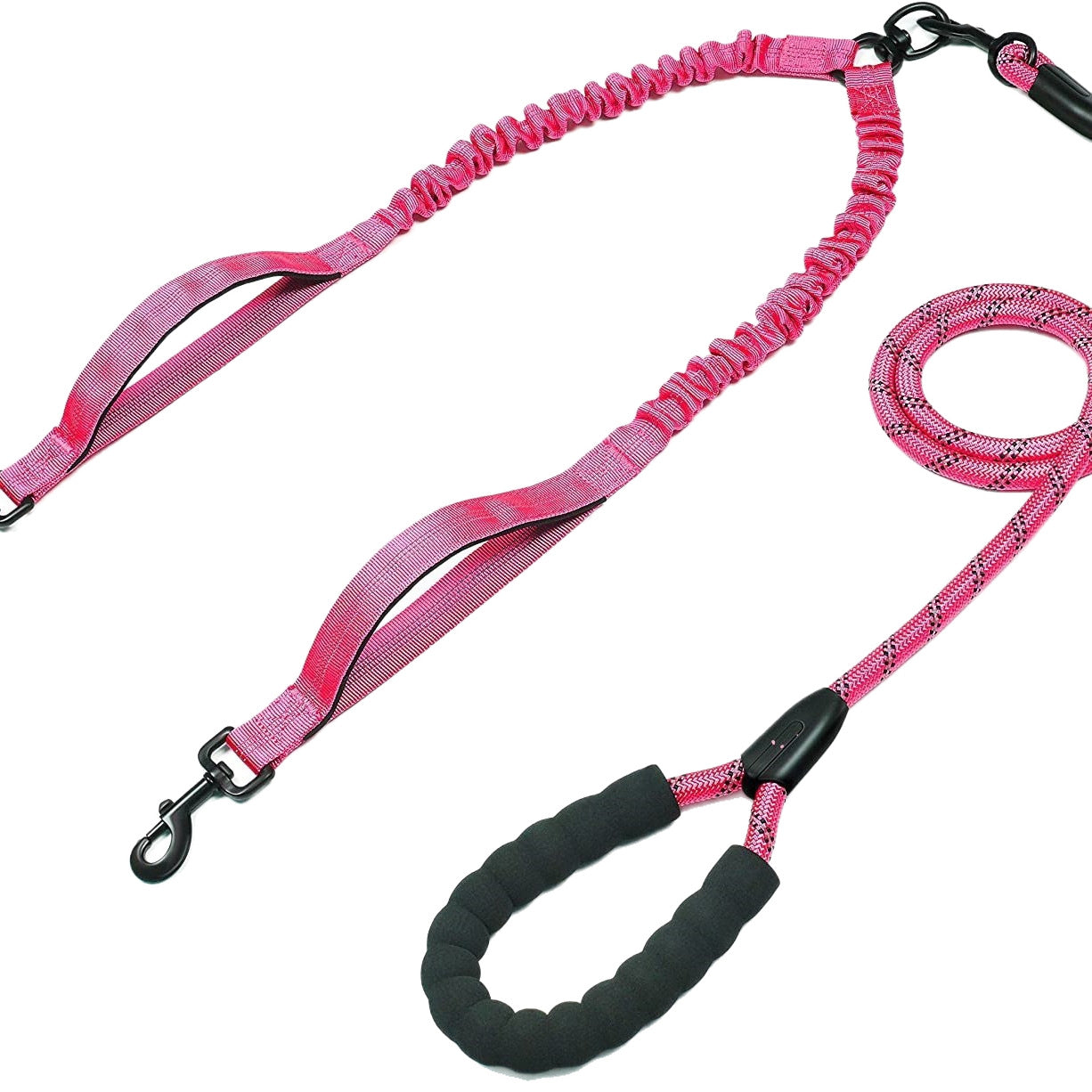 Pet Double Leash, One For Two, Double-Headed Dog Leash, 2 Dog Leashes, Telescopic Elastic Luminous Anti-Tangle Dog Leash