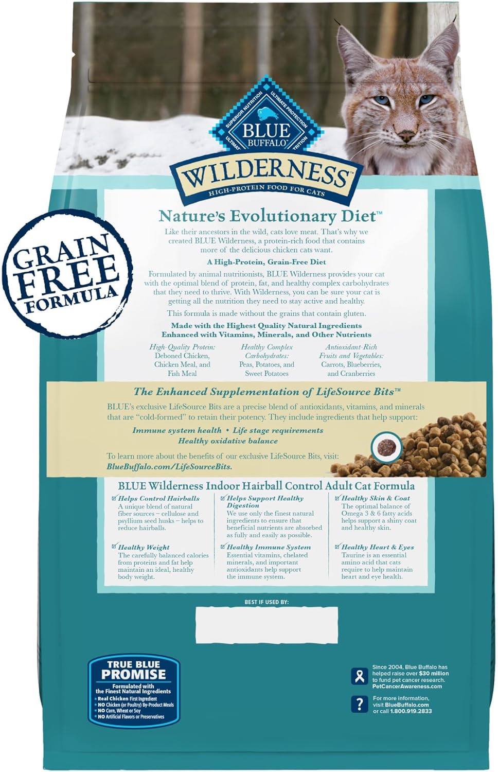Blue Buffalo Wilderness Adult Indoor Hairball Control Dry Cat Food (5lb)