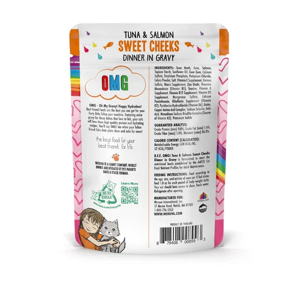 BFF OMG Adult Cat Sweet Cheeks Tuna and Salmon Wet Cat Pouch (3oz)
