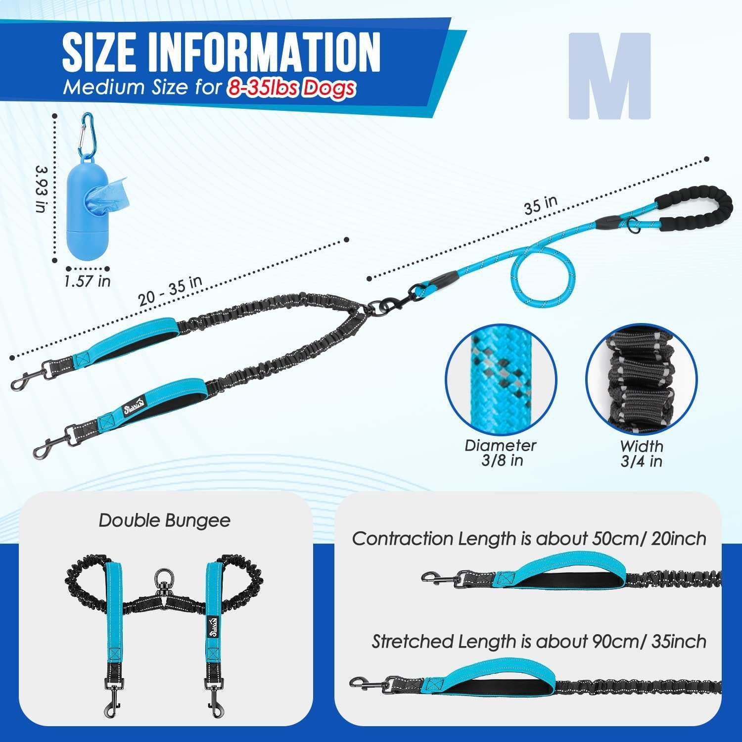 Amazon Double Dog Leash Anti-Escape Cushioning Comfortable 360  Rotating Heavy-Duty Reflective Traction Strap