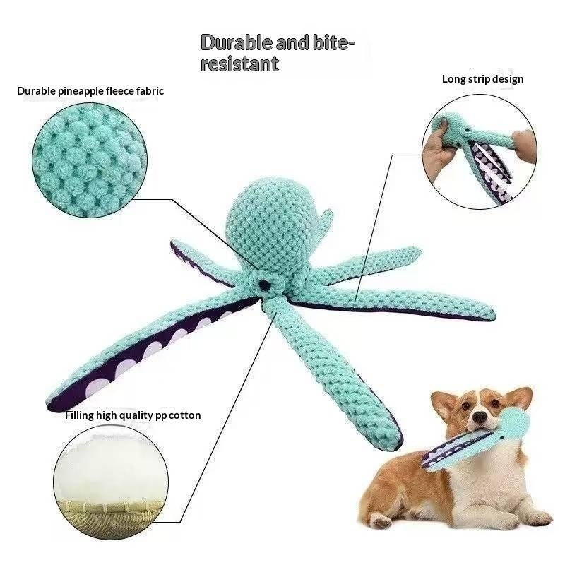Squeaky Six-Legged Octopus Plush Chew Toy For Cats & Dogs