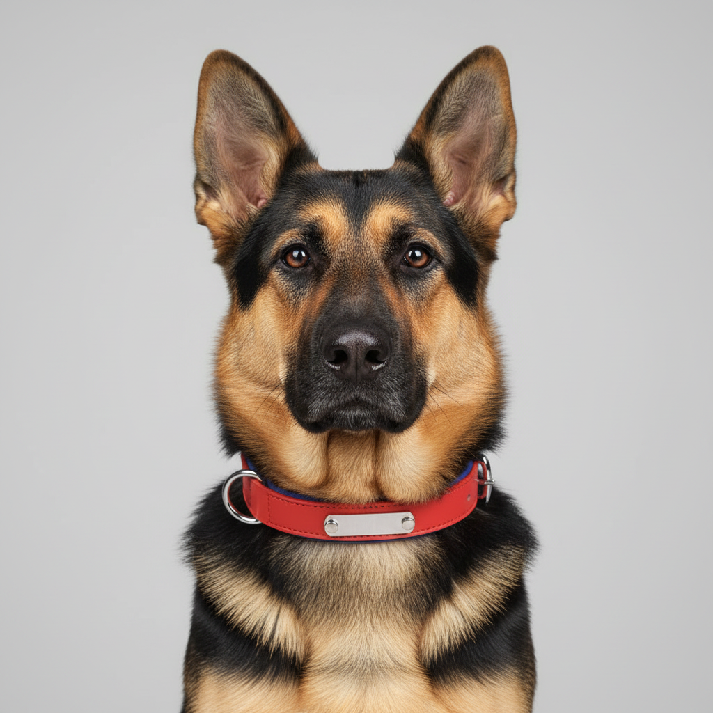 Dual D-Ring PU Leather Dog Collar with Nameplate