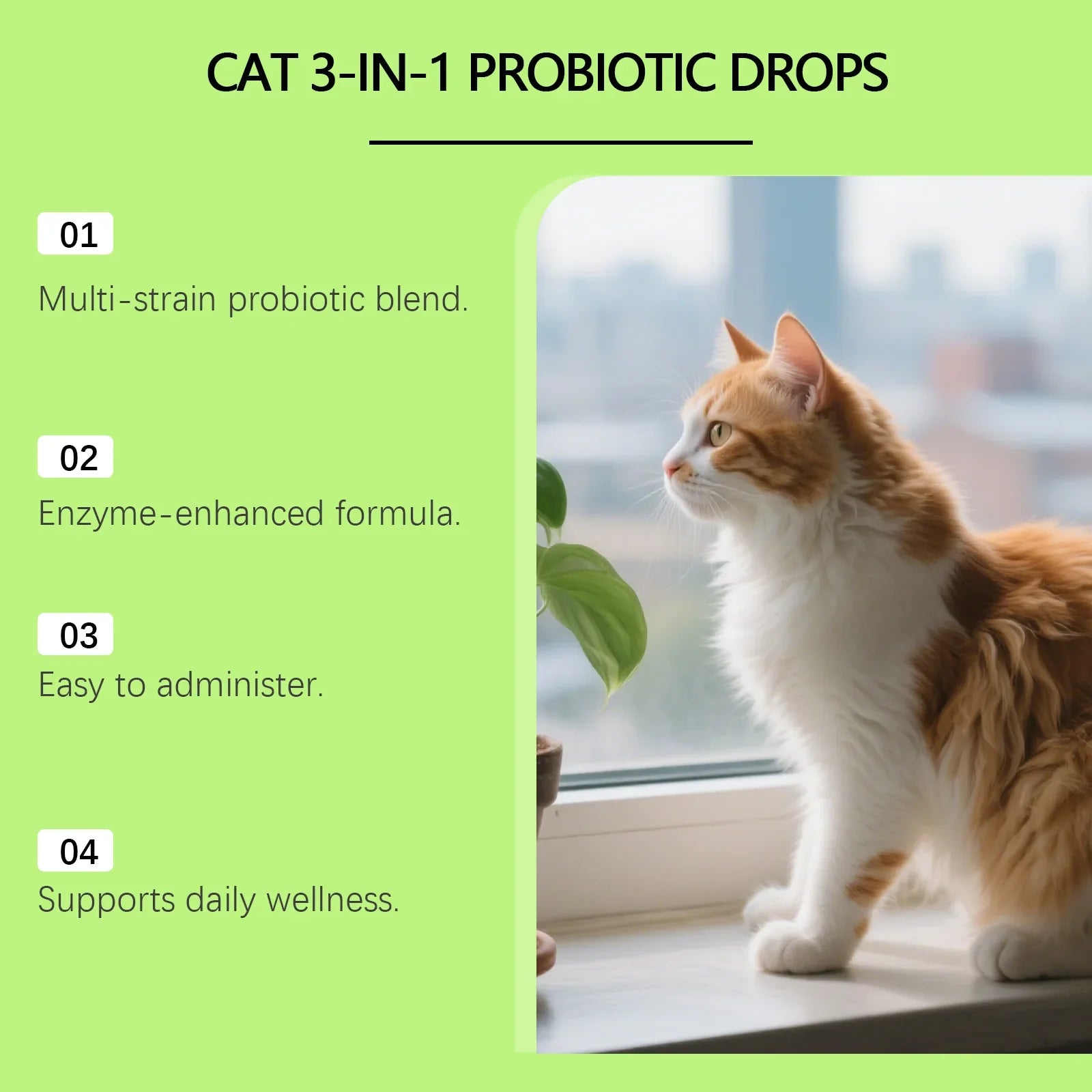 3 in 1 Cats Probiotics Drops Gut Immunity Digestive Support Beneficial Bacteria Allergy Itch Relief All Cats Multivitamin Liquid