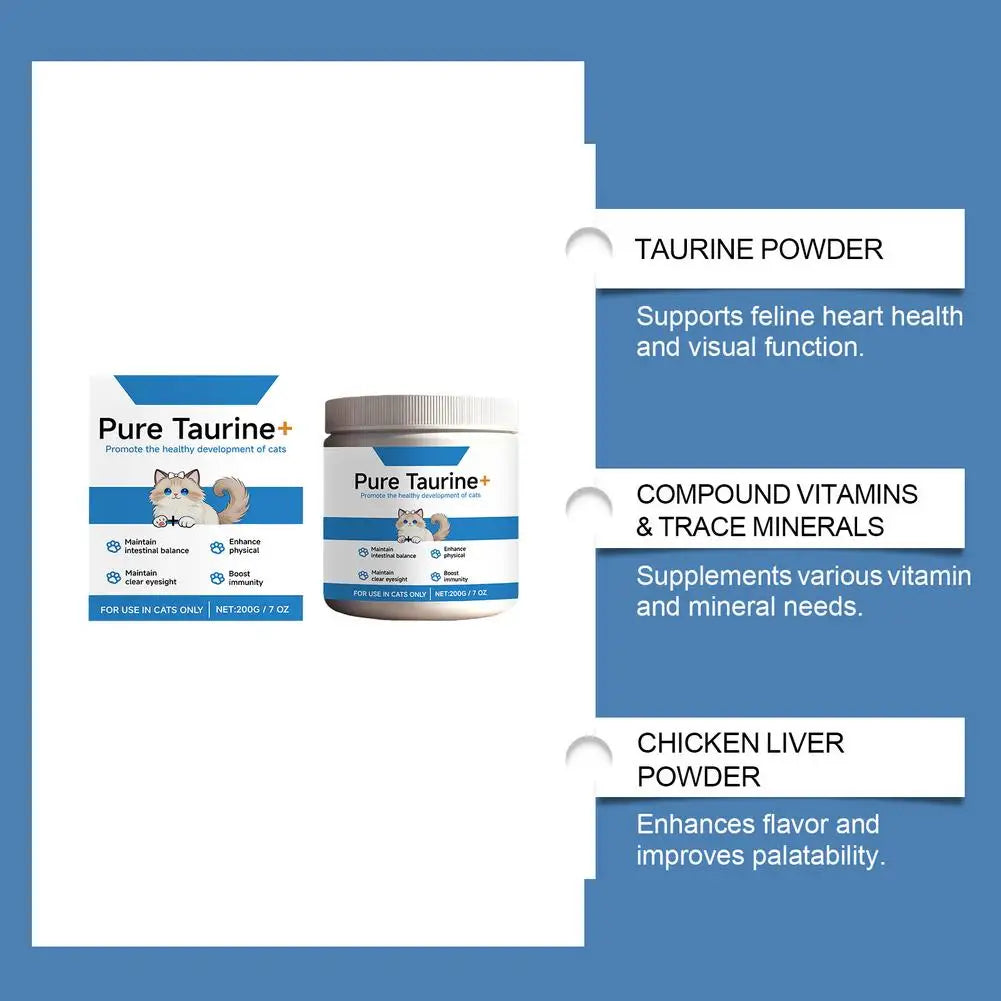 Cats Taurine Powder Gentle Formula Promote Healthy Growth Rich In Nutrients Cat Daily Care Supplements 200G