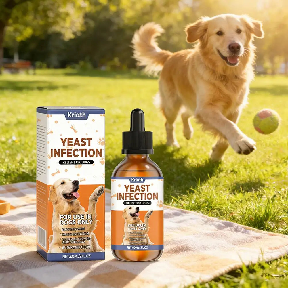60ml Natural Yeast Infection Herbal Drops for Dogs Pet Skin & Ear Care Supplement Gentle Relief for Itching & Discomfort Safe