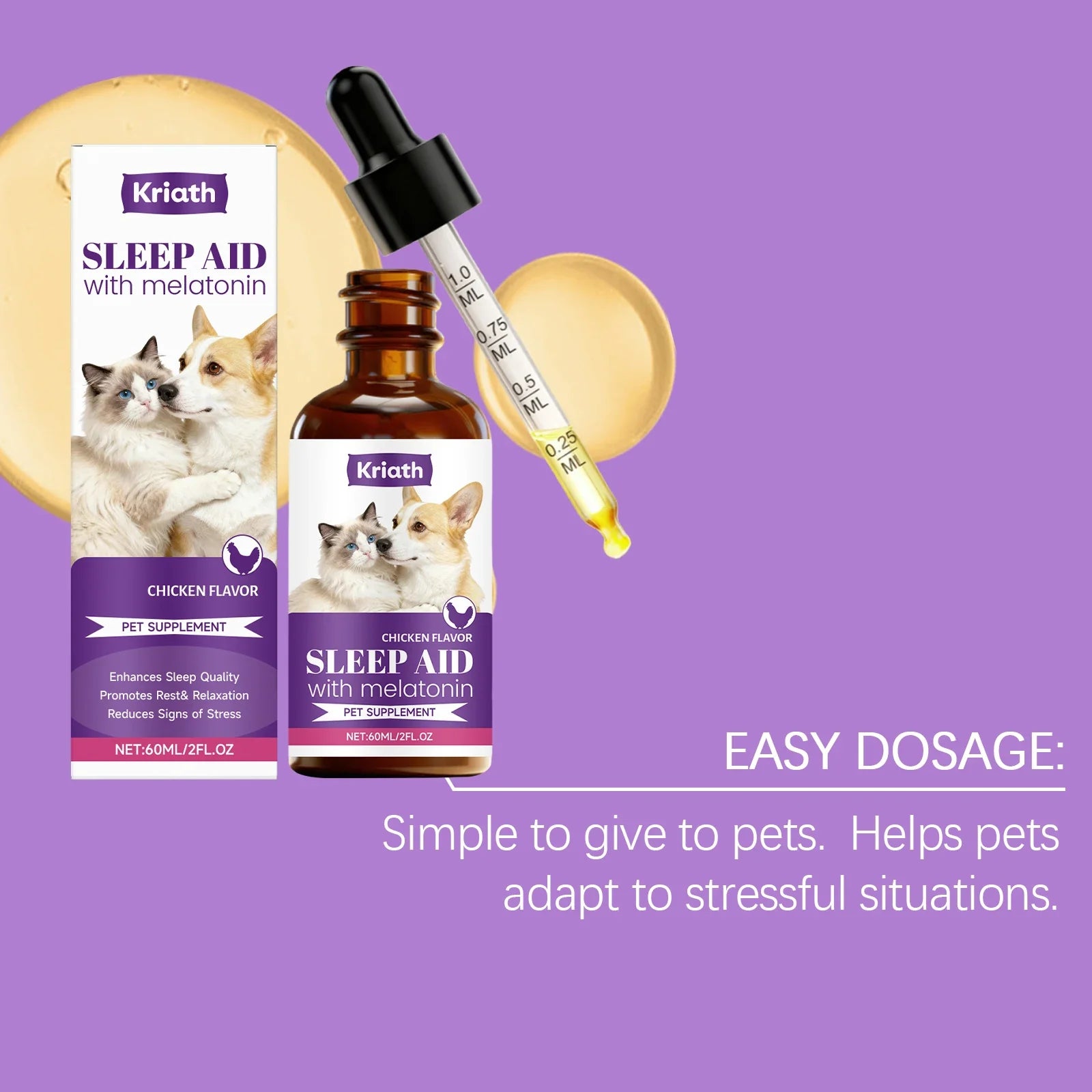 Pet Cat Dog Care Drops Nourishing Relaxation Supplement Liquid Improve Sleep Quality Relieve Stress Calming Support for Pets
