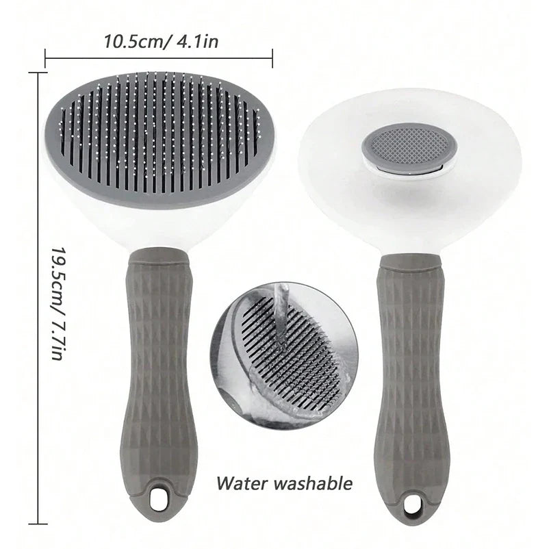 One-Click Pet Hair Removal Comb for Effortless Grooming of Dogs and Cats - Float Hair Removal Slicker Brush with Automatic Funct