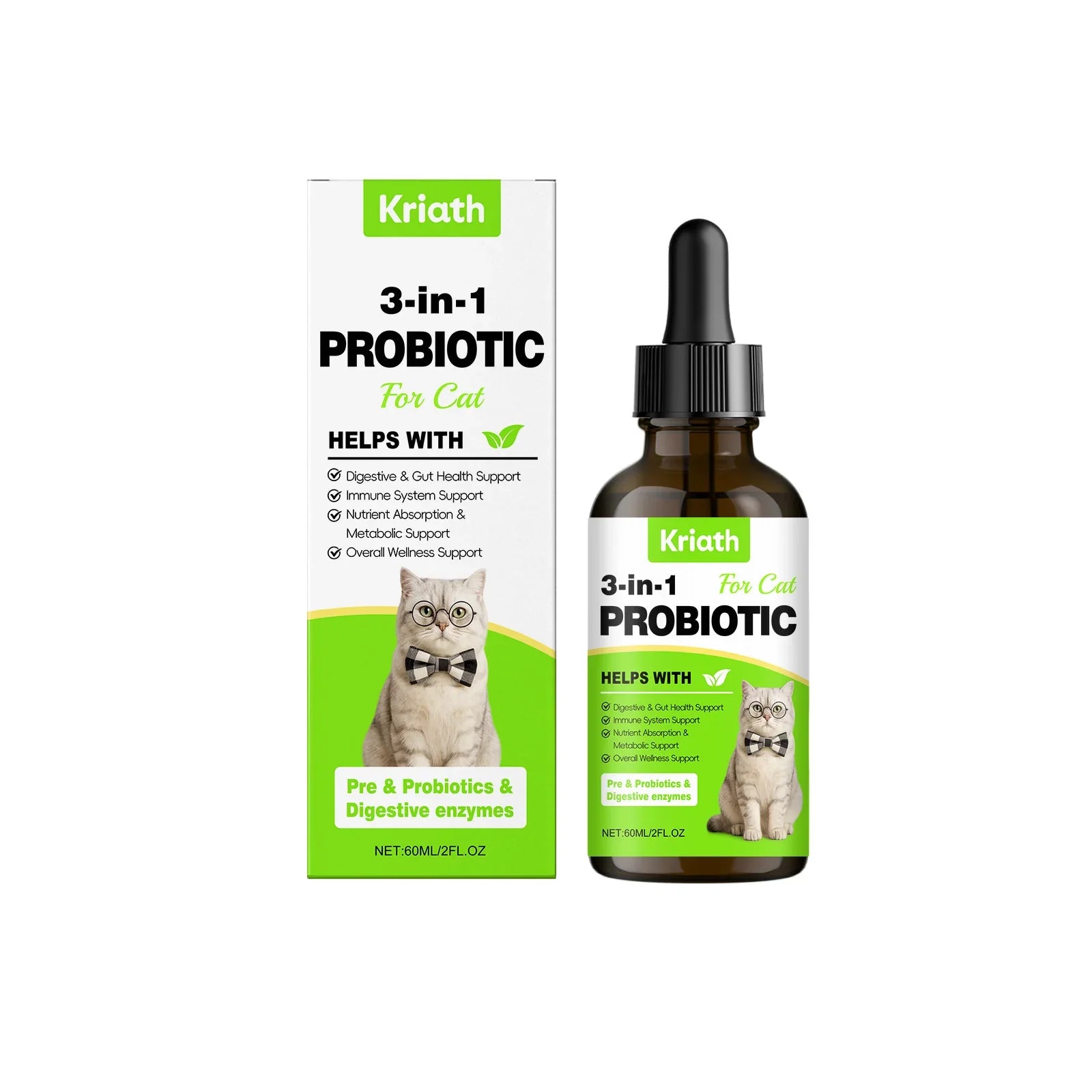 3 in 1 Cats Probiotics Drops Gut Immunity Digestive Support Beneficial Bacteria Allergy Itch Relief All Cats Multivitamin Liquid