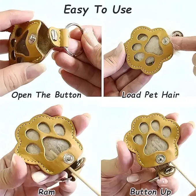 Dog Hair Collector Keychain Leather Pet Memorial Keepsake for Dogs and Cats, Fur Storage Pendant Charm Gift Keychain