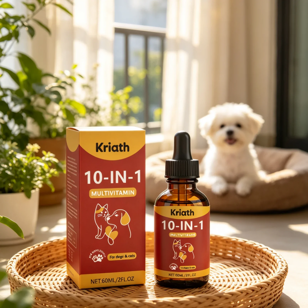 Kriath Pet Multivitamin Supplement Immune Support Improve Digestion Fix Malnutrition Daily Vitality Mild Pet Vitamin Drops 60ml
