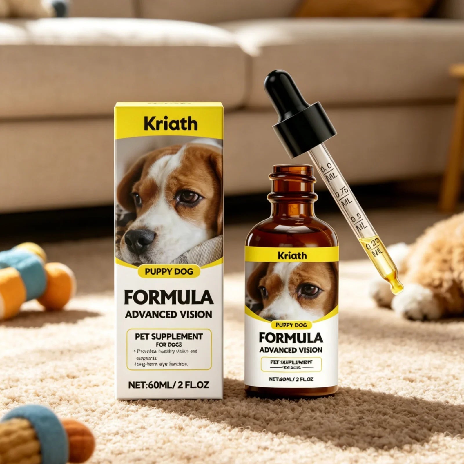 Kriath Dog Eye Supplements Canine Eye Protection Maintain Health Improve Nutrient Absorption Gentle Dog Vision Support Drop 60ml