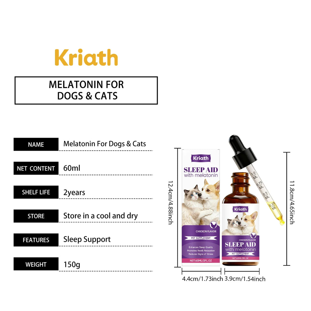 Pet Cat Dog Care Drops Nourishing Relaxation Supplement Liquid Improve Sleep Quality Relieve Stress Calming Support for Pets