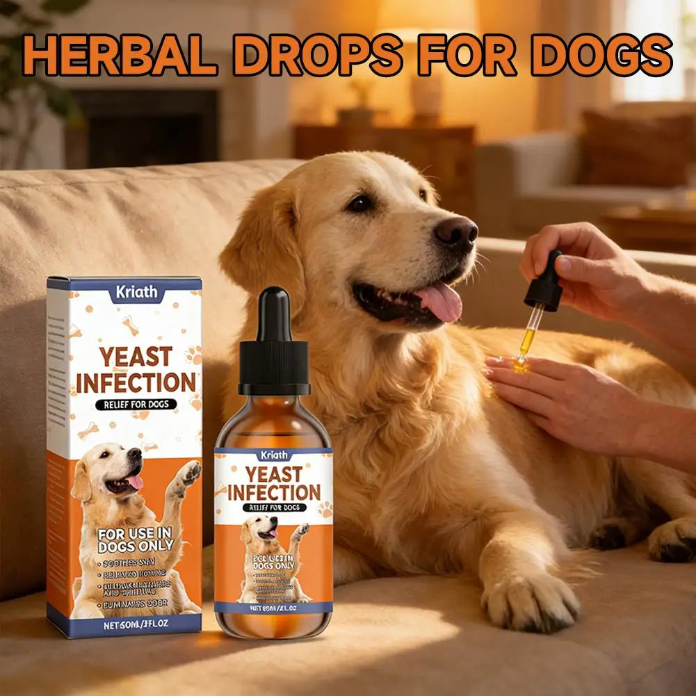 60ml Natural Yeast Infection Herbal Drops for Dogs Pet Skin & Ear Care Supplement Gentle Relief for Itching & Discomfort Safe