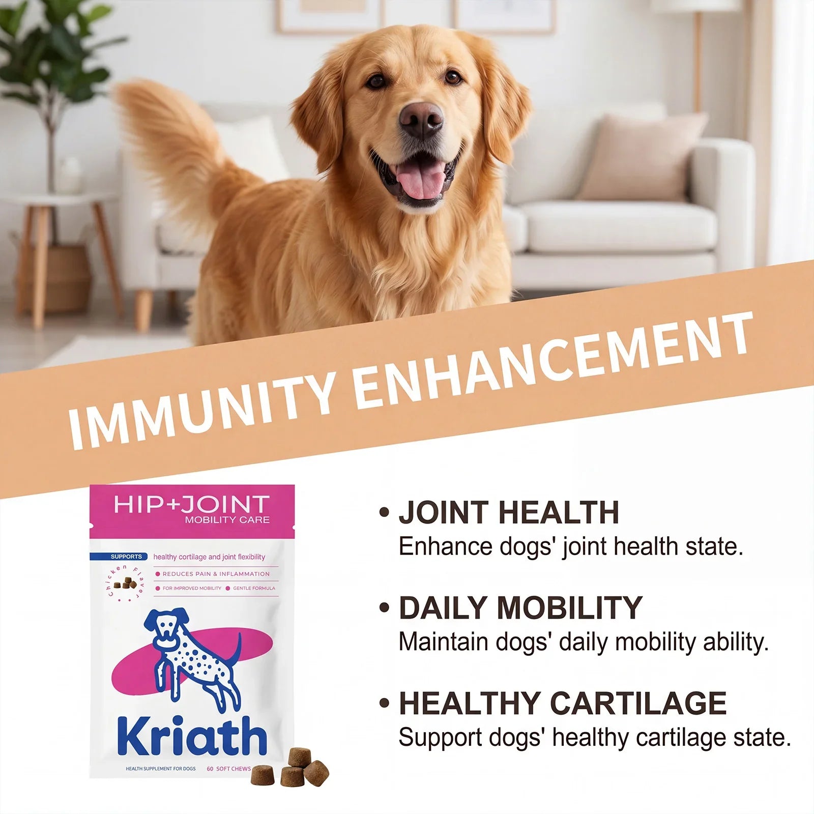 Dog Joint Supplement Soft Chews Cartilage Care Immune Boost Mobility Support Joint Care Support Immune System For All Ages Puppy