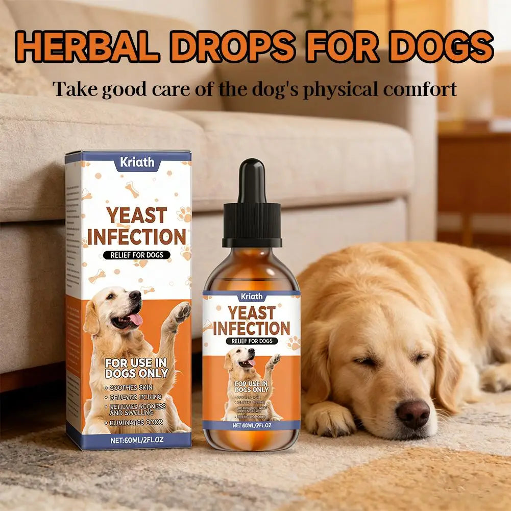 60ml Natural Yeast Infection Herbal Drops for Dogs Pet Skin & Ear Care Supplement Gentle Relief for Itching & Discomfort Safe