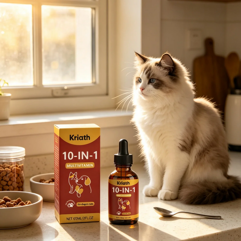 Kriath Pet Multivitamin Supplement Immune Support Improve Digestion Fix Malnutrition Daily Vitality Mild Pet Vitamin Drops 60ml