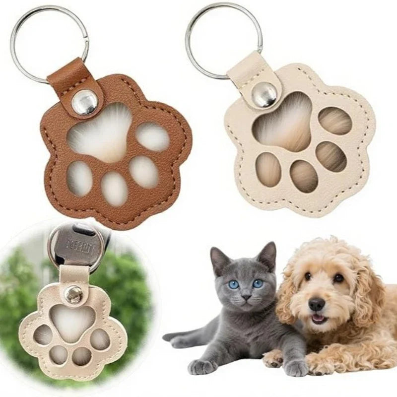 Dog Hair Collector Keychain Leather Pet Memorial Keepsake for Dogs and Cats, Fur Storage Pendant Charm Gift Keychain