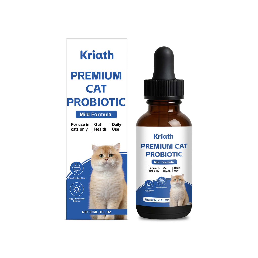 Kriath Cat Probiotic Liquid Drops 30ml Mild Formula Pet Gut Health Supplement Support Intestinal Balance for Cats