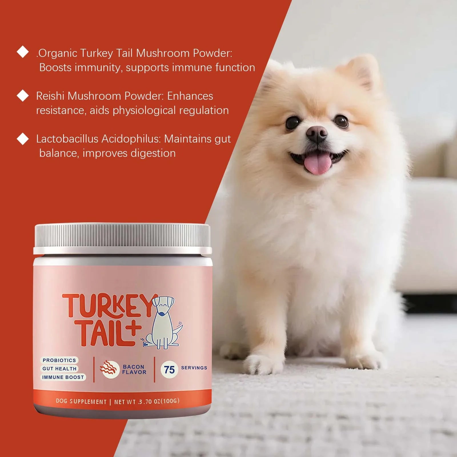 Pet Probiotic Supplement - Gentle Formula for Dogs, Daily Care, Comfort Support, Digestive Health and Immune Boost