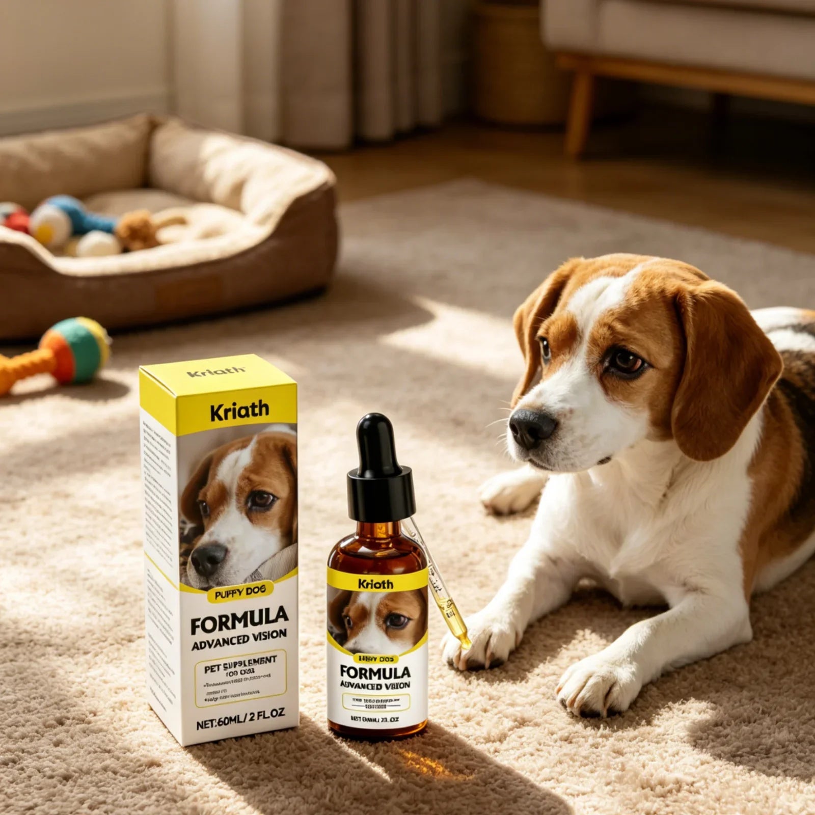 Kriath Dog Eye Supplements Canine Eye Protection Maintain Health Improve Nutrient Absorption Gentle Dog Vision Support Drop 60ml