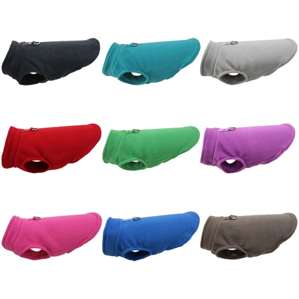 Europe, America, Amazon pet clothes, dog clothes, thickened solid color fleece vest belt, traction pet supplies in stock
