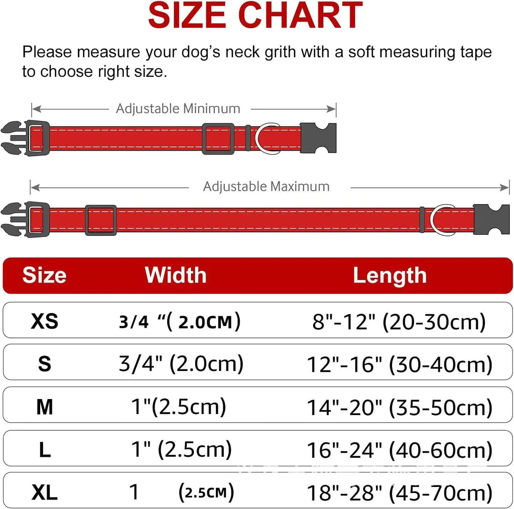1PC Reflective Dog Collar with Buckle Adjustable Safety Nylon Collars for Small Medium Large Dogs