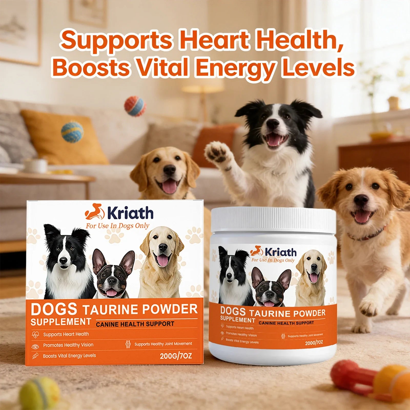 Dogs Taurine Powder Support Heart Health Boosts Vital Energy Levels Maintain Healthy Joint Movement Daily Nutrition Supplements