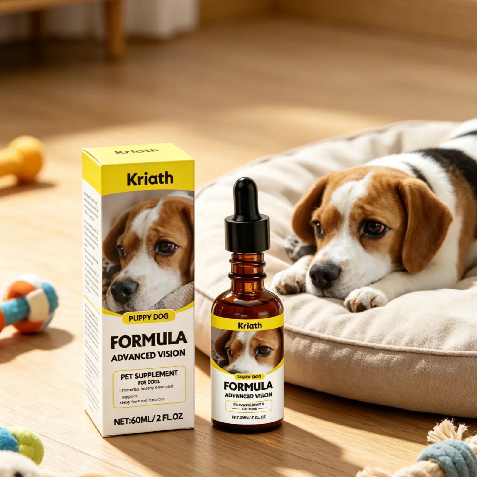 Kriath Dog Eye Supplements Canine Eye Protection Maintain Health Improve Nutrient Absorption Gentle Dog Vision Support Drop 60ml