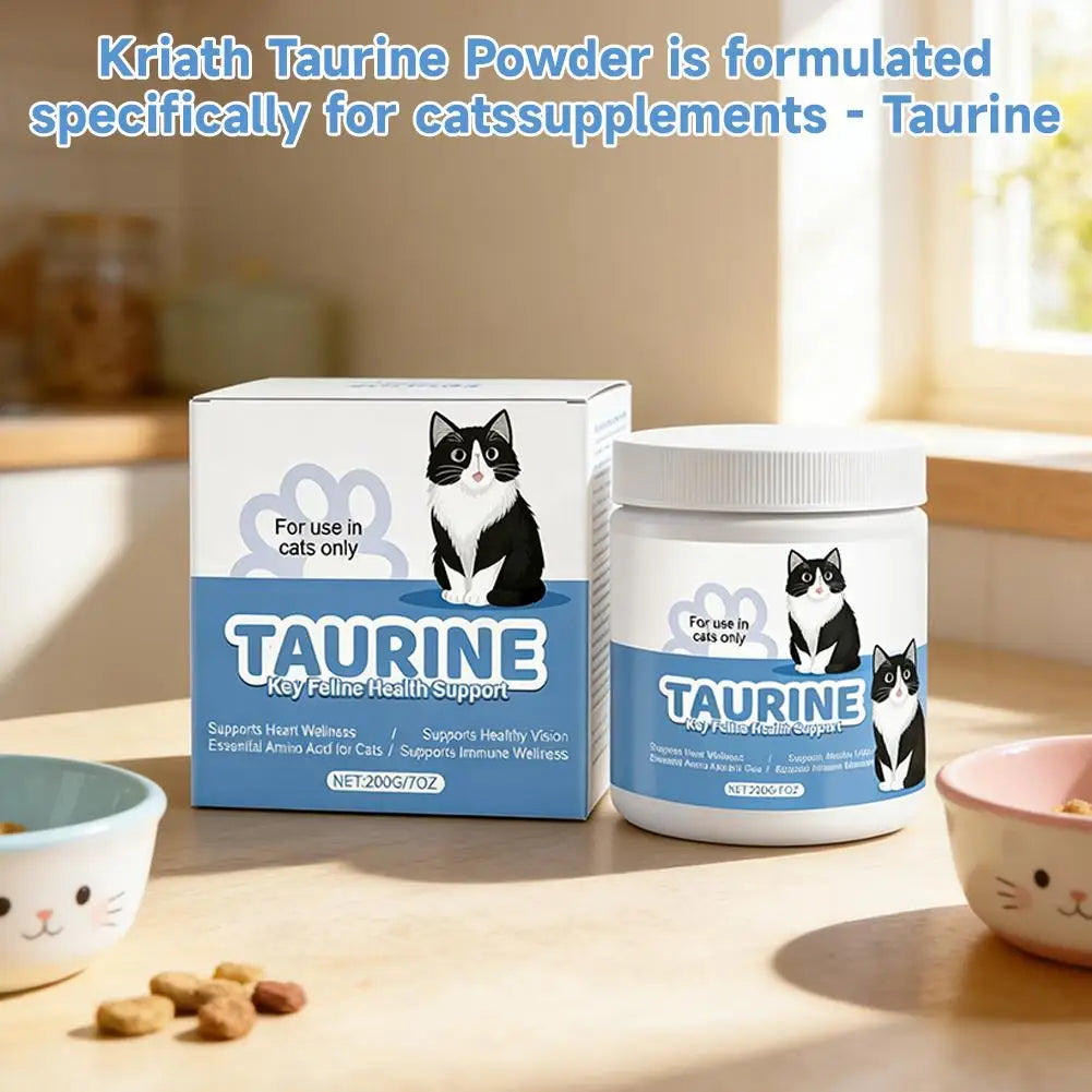 200g Cat Body Health Care Powder 99.9% Pure Taurine VE Zinc Supports Digestion & Enhancing Immunity for Pets with Sensitive Inte