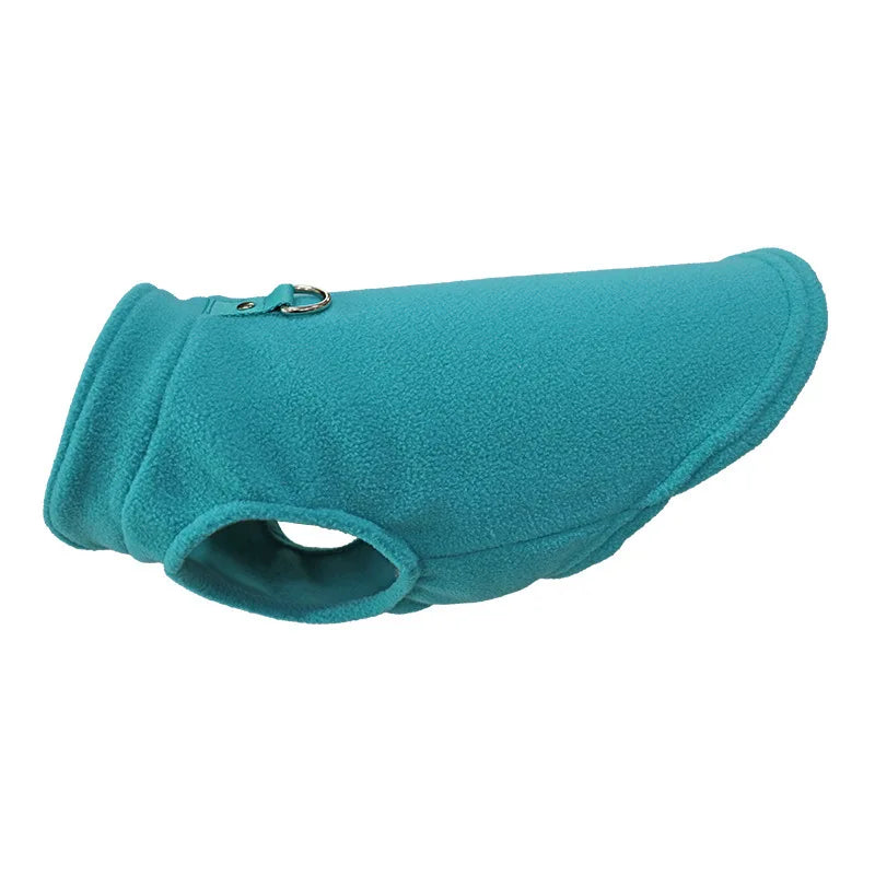 Europe, America, Amazon pet clothes, dog clothes, thickened solid color fleece vest belt, traction pet supplies in stock