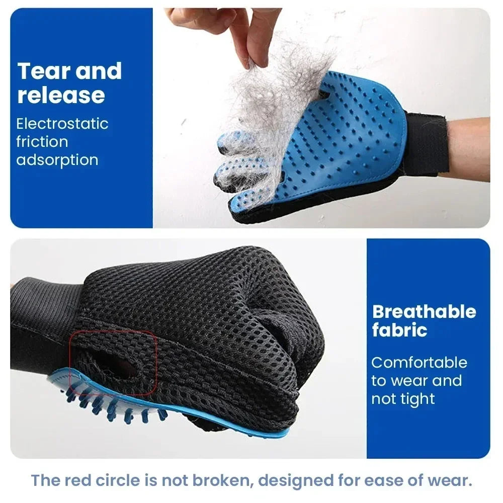 2 In 1 Pet Grooming Glove Brush Hair Remover Massage Comb For Dogs And Cats Efficient Shedding Fur Removal Pet Care Accessory