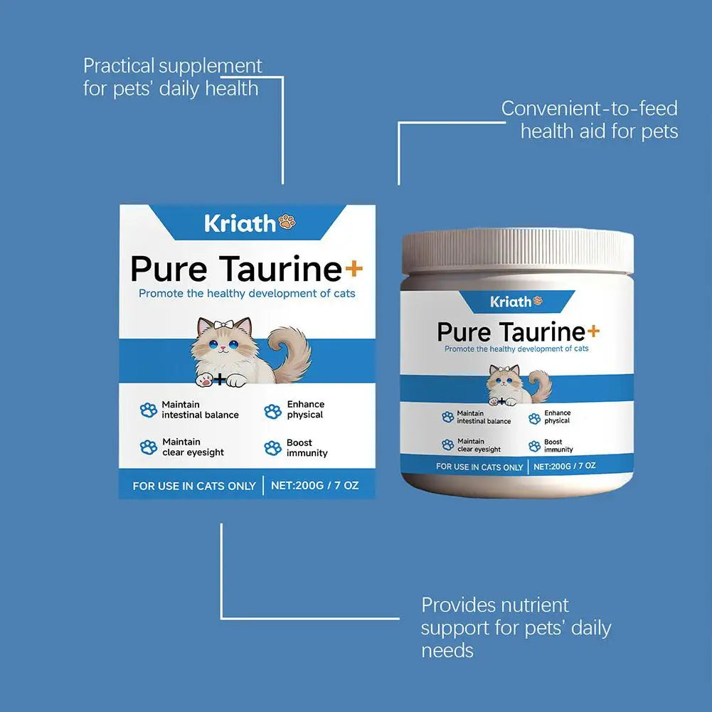 Taurine Powder For Cats Kittys Heart-Vision Daily Well-Ness Gentle On Sensitive Stomachs Cat Nutrient Supplement For Cat Food