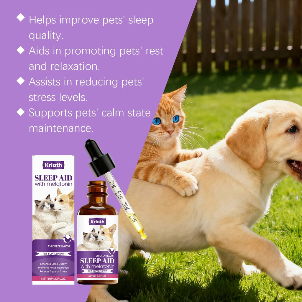 Pet Cat Dog Care Drops Nourishing Relaxation Supplement Liquid Improve Sleep Quality Relieve Stress Calming Support for Pets