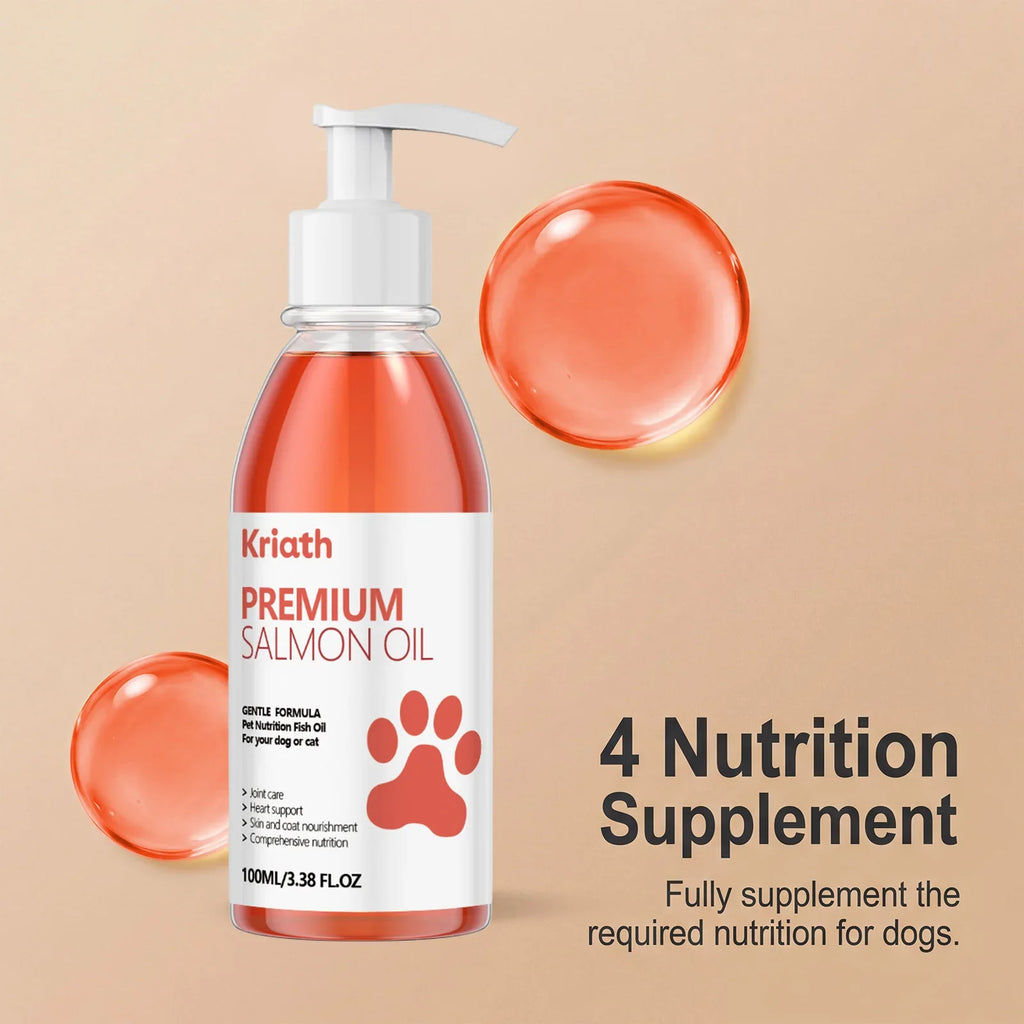Premium Salmon Fish Oil For Pets Omega 3 Shiny Fur Immune Support Pets Coat Heart Health Dog Cat Heart Skin Nutrition Supplement