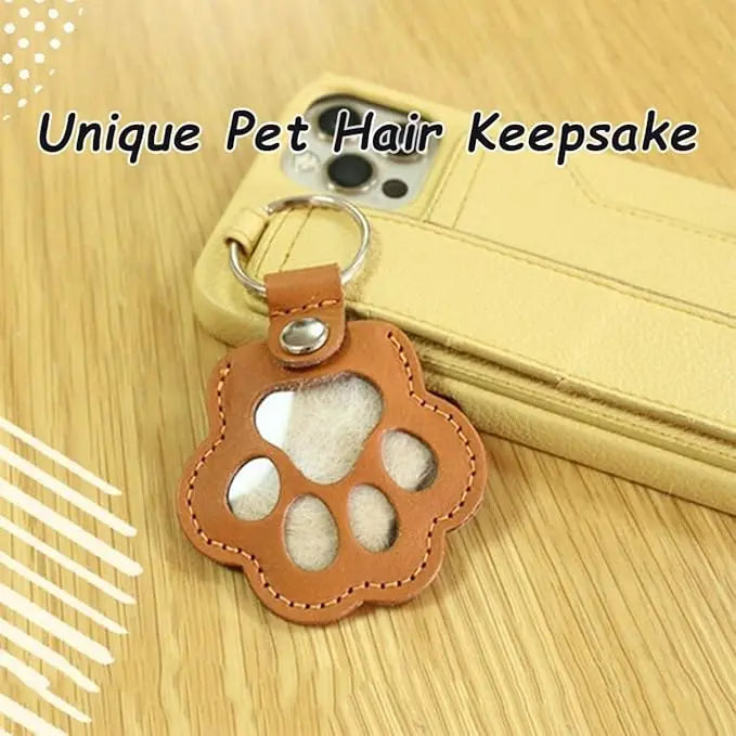 Dog Hair Collector Keychain Leather Pet Memorial Keepsake for Dogs and Cats, Fur Storage Pendant Charm Gift Keychain