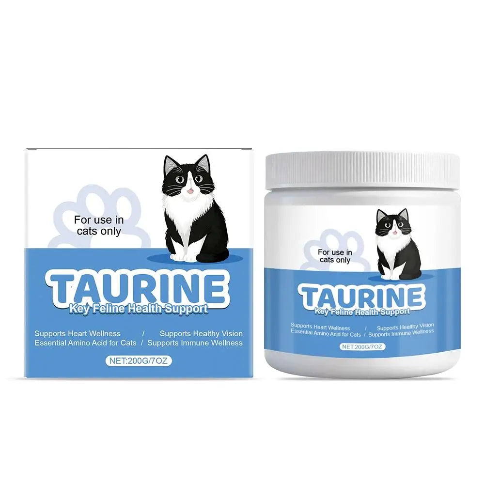 200g Cat Body Health Care Powder 99.9% Pure Taurine VE Zinc Supports Digestion & Enhancing Immunity for Pets with Sensitive Inte