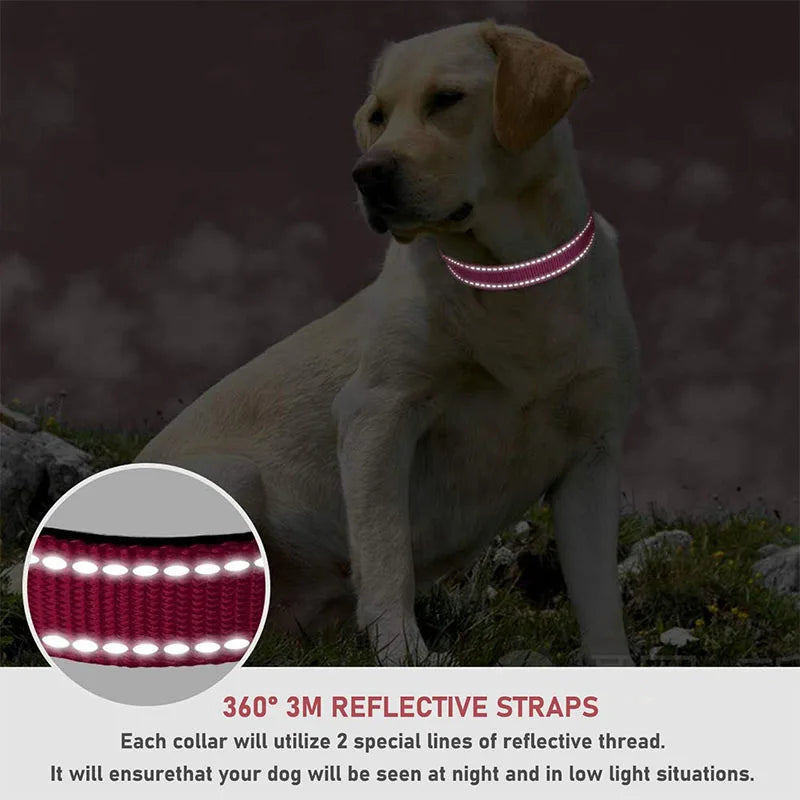 1PC Reflective Dog Collar with Buckle Adjustable Safety Nylon Collars for Small Medium Large Dogs