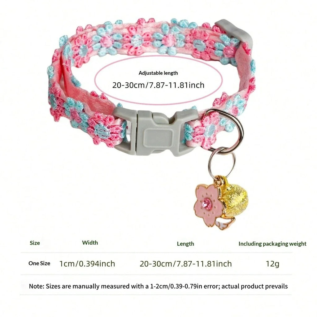 For Airtag Cat Collar with Heart Pendant Girl Cat Cute Flower Positioning Cover Cat Collar Kitten Puppy Rabbit Without Airtag